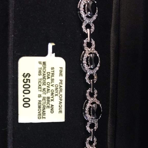 Sterling silver bracelet with black oval stones and diamonds, from Macy’s. - Picture 3 of 4